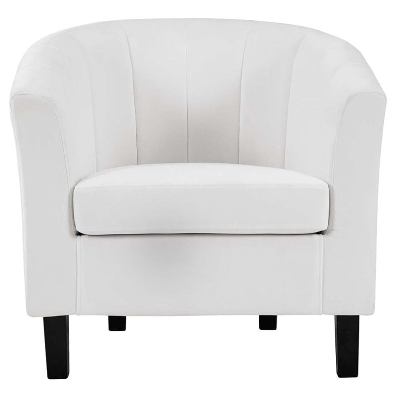Modway Prospect Channel Tufted Performance Velvet Armchair in White