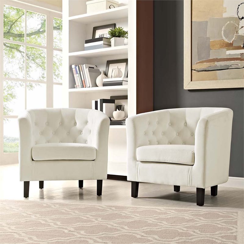 Modway Prospect Velvet Tufted Accent Chair in Ivory (Set of 2) - EEI