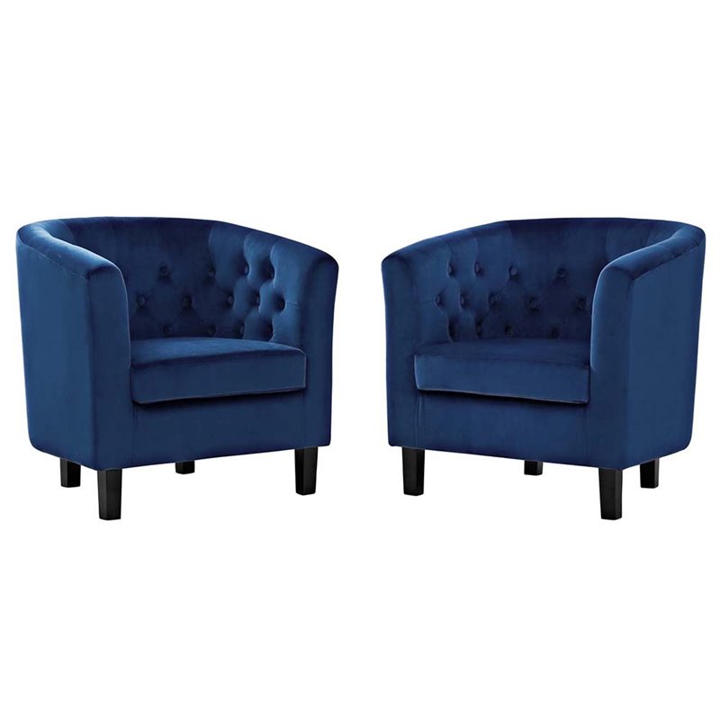 Modway Prospect Velvet Tufted Accent Chair in Navy (Set of 2) Cymax