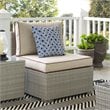 Modway Repose Rattan & Fabric Patio Armless Chair in Light Gray and Beige