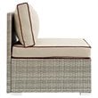 Modway Repose Rattan & Fabric Patio Armless Chair in Light Gray and Beige