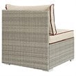 Modway Repose Rattan & Fabric Patio Armless Chair in Light Gray and Beige