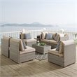 Modway Repose Rattan & Fabric Patio Armless Chair in Light Gray and Beige