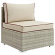 Modway Repose Rattan & Fabric Patio Armless Chair in Light Gray and Beige