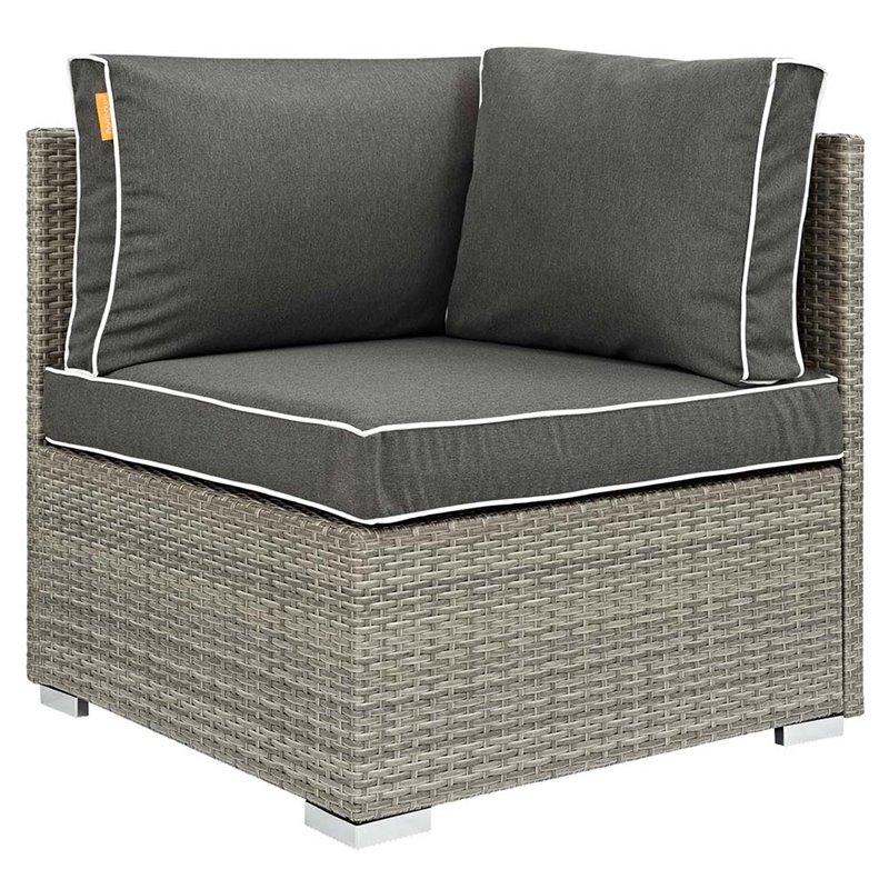 Modway Repose 6Piece Rattan Patio Sectional Set in Light Gray and Charcoal