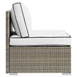 Modway Repose Rattan & Fabric Patio Armless Chair in Light Gray and White