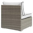 Modway Repose Rattan & Fabric Patio Armless Chair in Light Gray and White