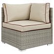 Modway Repose Rattan & Fabric Patio Corner Chair in Light Gray and Beige