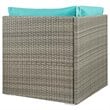 Modway Repose Rattan & Fabric Patio Corner Chair in Light Gray and Turquoise