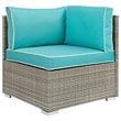 Modway Repose Rattan & Fabric Patio Corner Chair in Light Gray and Turquoise