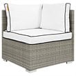 Modway Repose Rattan & Fabric Patio Corner Chair in Light Gray and White