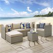 Modway Repose Rattan & Fabric Patio Arm Chair in Light Gray and Beige