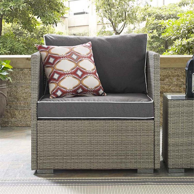 Modway Repose Patio Arm Chair in Light Gray and Charcoal
