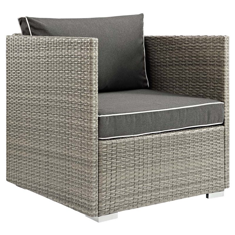 Modway Repose Patio Arm Chair in Light Gray and Charcoal