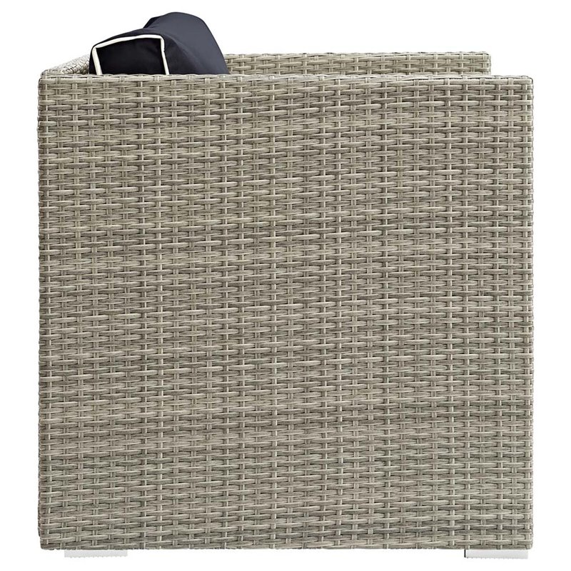 Modway Repose Patio Arm Chair in Light Gray and Navy