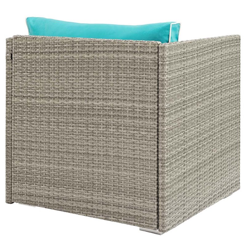 Modway Repose Patio Arm Chair in Light Gray and Turquoise