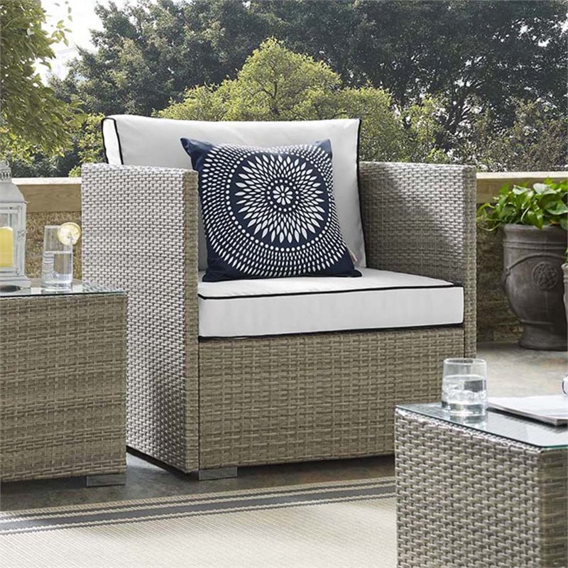 Modway Repose Patio Arm Chair in Light Gray and White