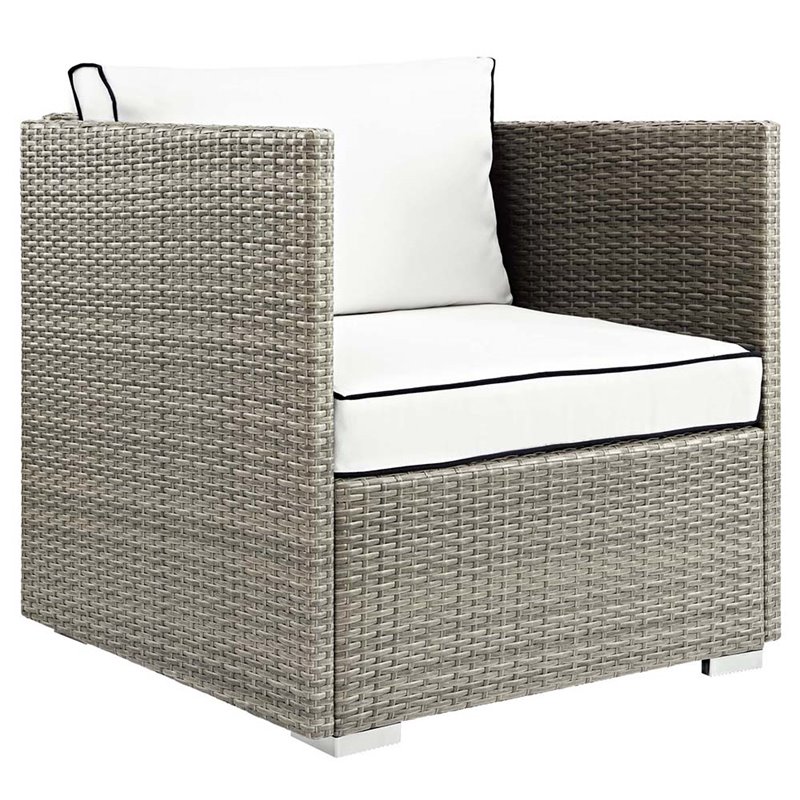 Modway Repose Patio Arm Chair in Light Gray and White