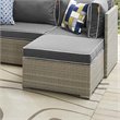 Modway Repose Rattan & Fabric Patio Ottoman in Light Gray and Charcoal