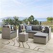 Modway Repose Rattan & Fabric Patio Ottoman in Light Gray and Charcoal