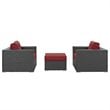 Modway Sojourn 3-Piece Aluminum and Rattan Patio Sectional Set in Canvas/Red