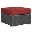 Modway Sojourn 3-Piece Aluminum and Rattan Patio Sectional Set in Canvas/Red