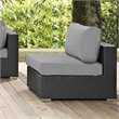 Modway Sojourn Aluminum Fabric and Rattan Patio Armless Chair in Canvas/Gray