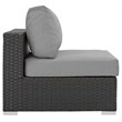 Modway Sojourn Aluminum Fabric and Rattan Patio Armless Chair in Canvas/Gray
