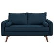 Modway Revive Modern Fabric Upholstered Loveseat in Walnut/Azure