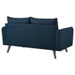 Modway Revive Modern Fabric Upholstered Loveseat in Walnut/Azure