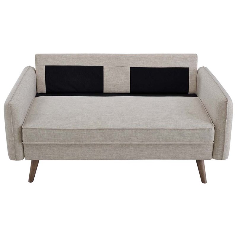 Modway Revive Modern Fabric Upholstered Loveseat in Walnut/Beige