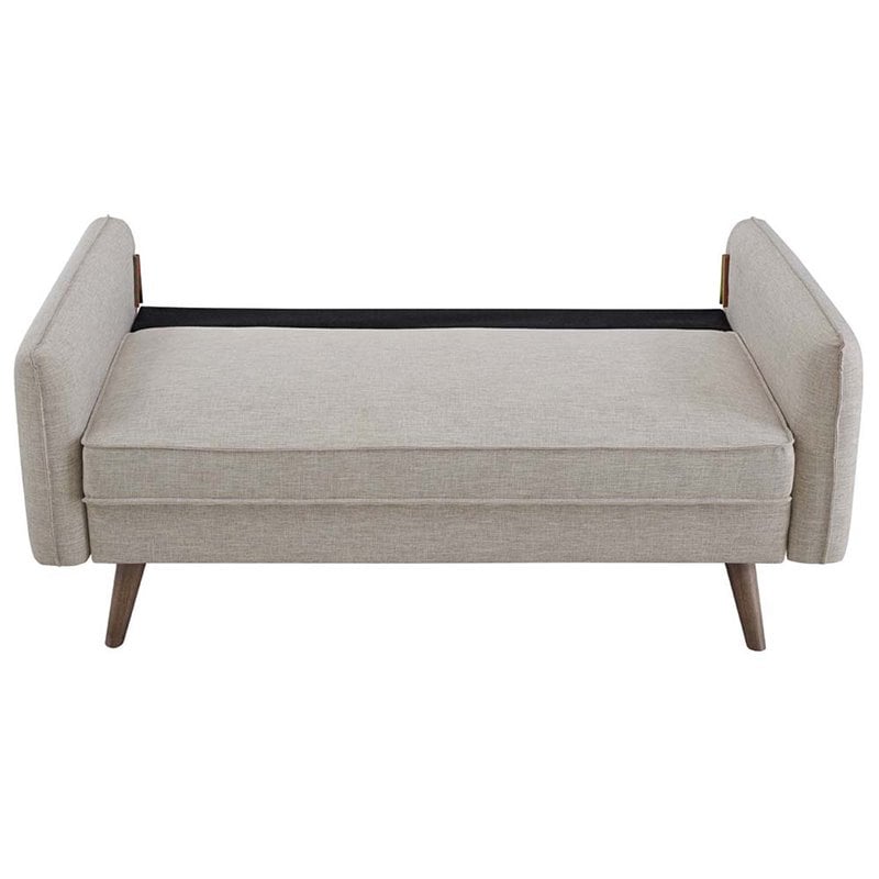 Modway Revive Modern Fabric Upholstered Loveseat in Walnut/Beige