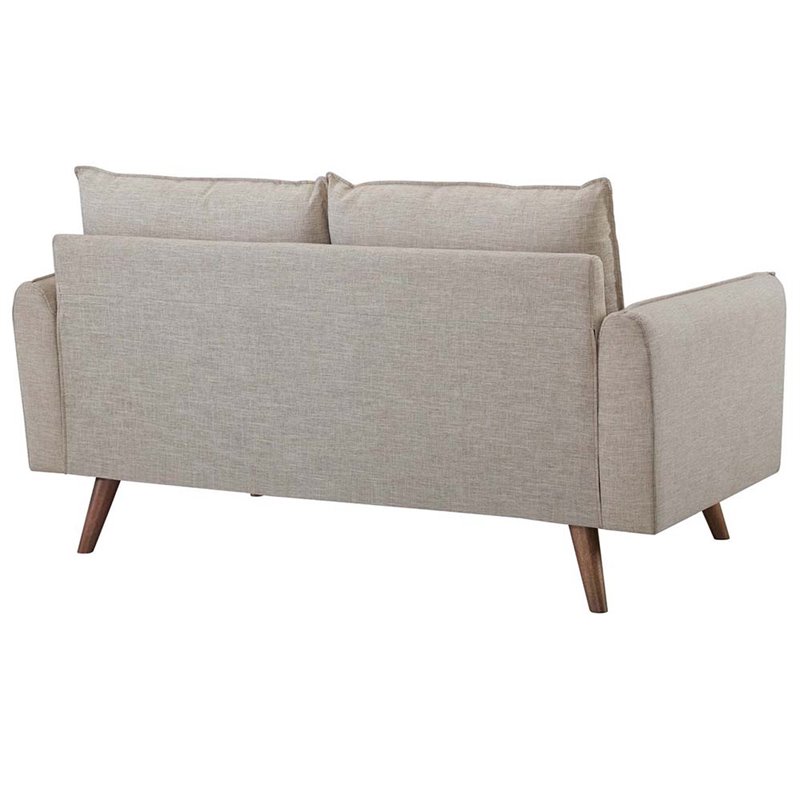 Modway Revive Modern Fabric Upholstered Loveseat in Walnut/Beige