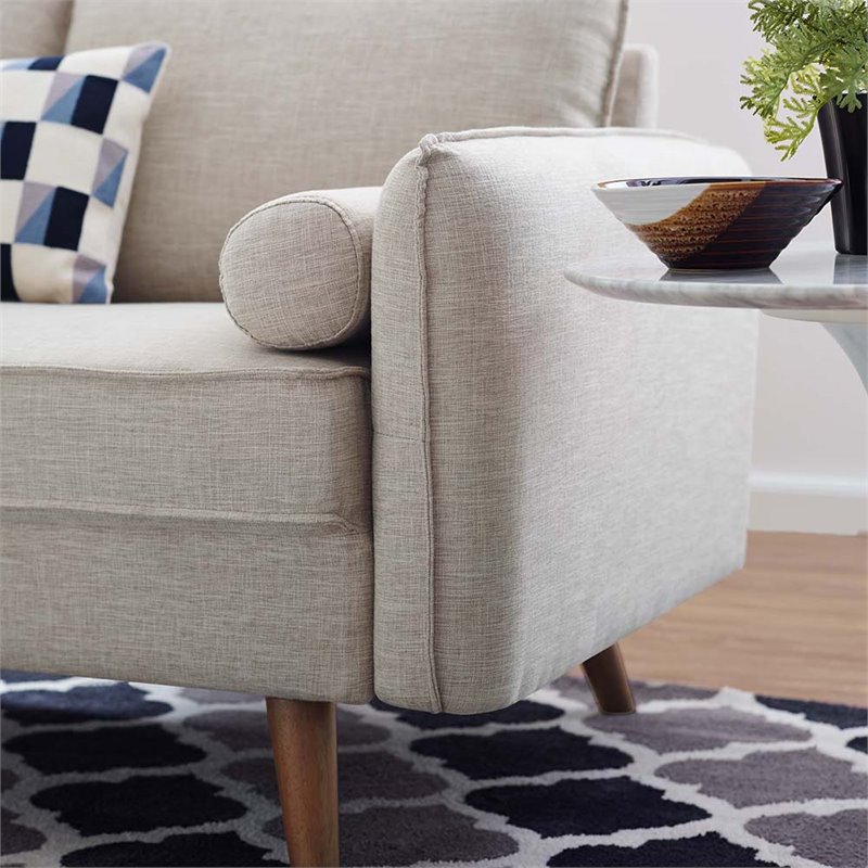 Modway Revive Modern Fabric Upholstered Loveseat in Walnut/Beige