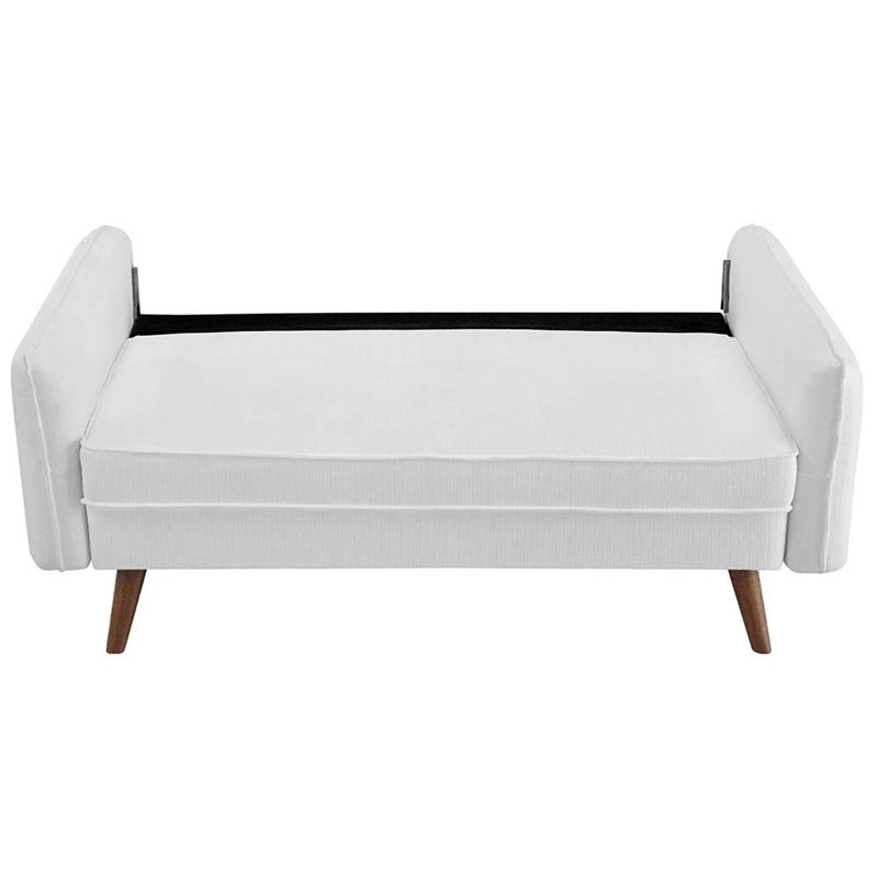 Modway Revive Modern Fabric Upholstered Loveseat in Walnut/White