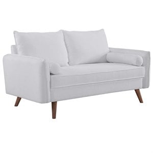 Modway Revive Modern Fabric Upholstered Loveseat in Walnut/White
