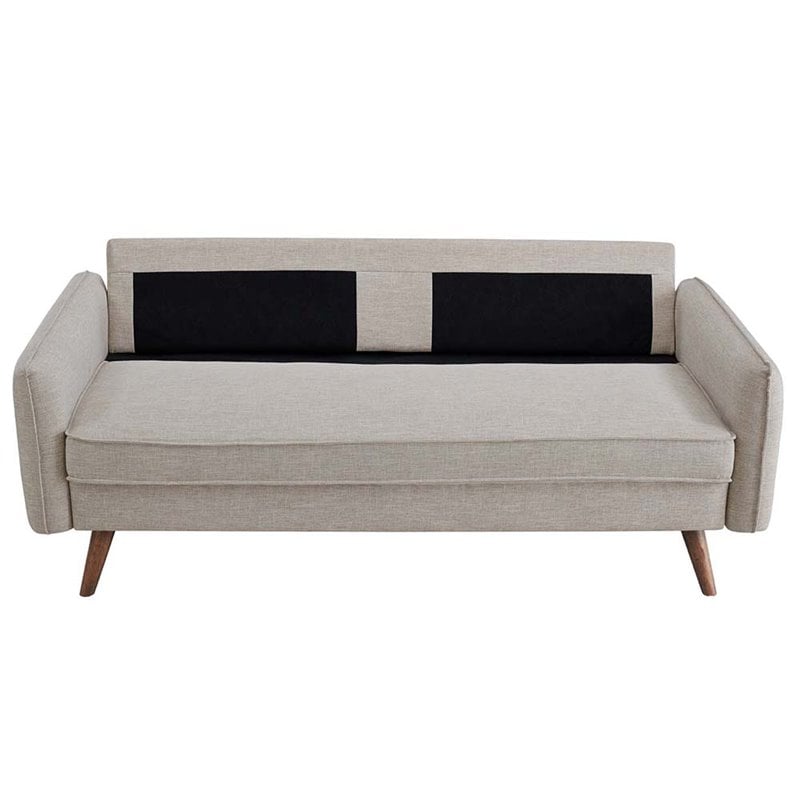 Modway Revive Modern Fabric Upholstered Sofa in Beige & Walnut