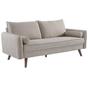 Modway Revive Modern Fabric Upholstered Sofa in Beige & Walnut