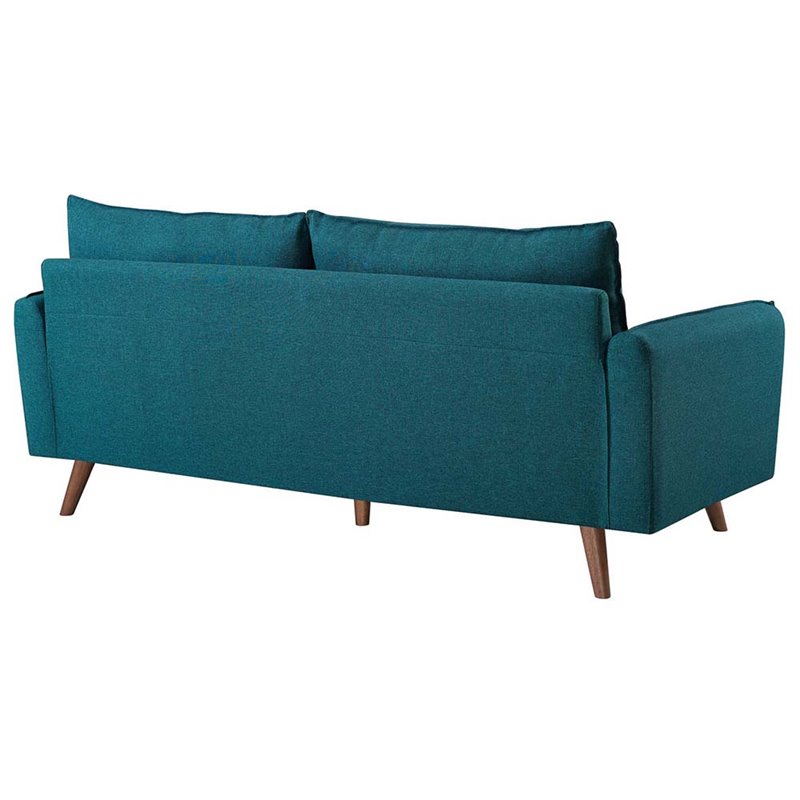 Modway Revive Modern Fabric Upholstered Sofa in Teal & Walnut