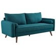 Modway Revive Modern Fabric Upholstered Sofa in Teal & Walnut