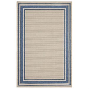 modway rim area rug in blue and beige