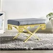 Modway Rove Velvet Bench in Gold and Gray