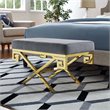 Modway Rove Velvet Bench in Gold and Gray