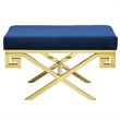Modway Rove Velvet Bench in Gold and Navy