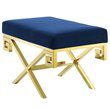 Modway Rove Velvet Bench in Gold and Navy
