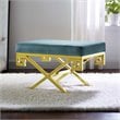 Modway Rove Velvet Bench in Gold and Sea Blue
