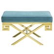 Modway Rove Velvet Bench in Gold and Sea Blue