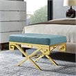 Modway Rove Velvet Bench in Gold and Sea Blue