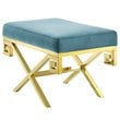 Modway Rove Velvet Bench in Gold and Sea Blue