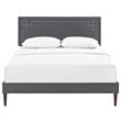 Modway Ruthie Queen Fabric Platform Bed with Squared Tapered Legs in Gray